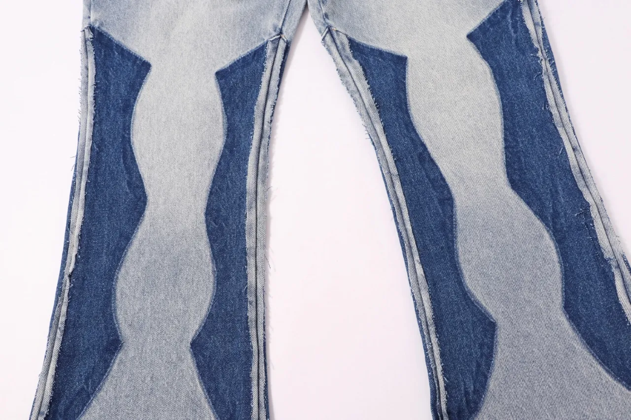 665#Gallery Dept new style washed blue heavy-duty splicing bootcut jeans American high street casual trousers washed blue S~XL p300
